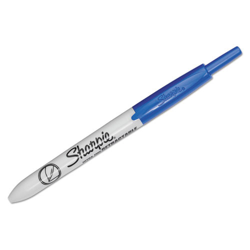Retractable Permanent Marker, Extra-Fine Needle Tip, Blue