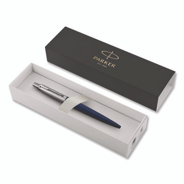 Jotter Ballpoint Pen, Retractable, Medium 1 mm, Blue Ink, Royal Blue/Chrome Barrel