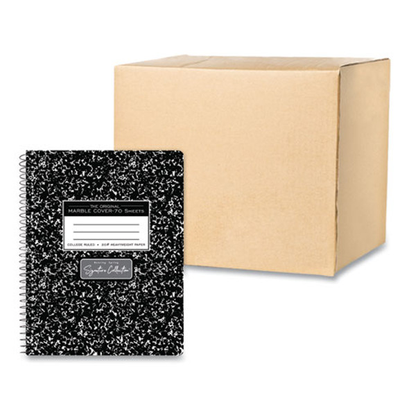 Spring Signature Composition Notebook, Medium/College Rule, Black Marble Cover, (70) 9.75 x 7.5 Sheets, 24/Carton