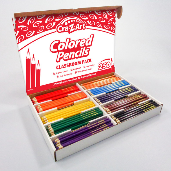 Colored Pencil Classroom Pack, 10 Colors, Box of 250 Colored Pencil Classroom Pack, 10 Colors, Box of 250