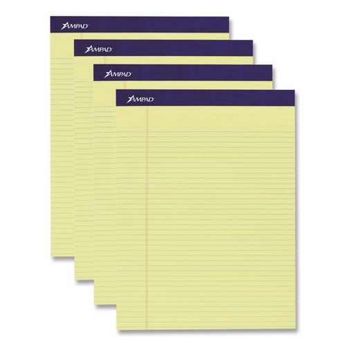 Legal Ruled Pads, Narrow Rule, 50 Canary-Yellow 8.5 x 11.75 Sheets, 4/Pack