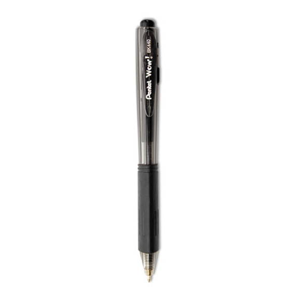 WOW! Ballpoint Pen Value Pack, Retractable, Medium 1 mm, Black Ink, Smoke/Black Barrel, 36/Pack