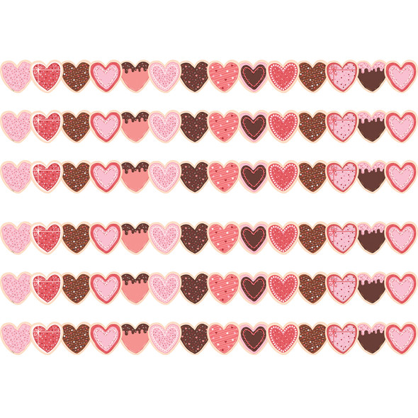 Frosted Heart Cookies Die-Cut Border Trim, 35 Feet Per Pack, 6 Packs