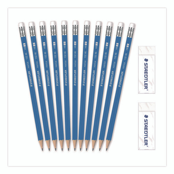 Pre-Sharpened Wooden Pencils with (40) Block Erasers, HB #2 Black Lead, Blue Barrel, 500/Pack Pre-Sharpened Wooden Pencils with (40) Block Erasers, HB #2 Black Lead, Blue Barrel, 500/Pack