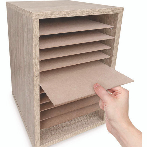 11 Compartment Wood Mail Paper Sorter Literature Organizer, 11 Sections, Letter Size, 10.75 x 11.75 x 16.2, Medium Oak