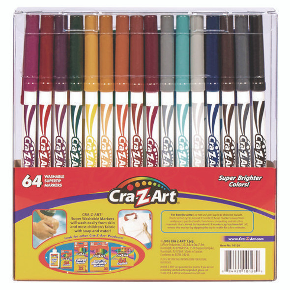 Washable SuperTip Markers, Fine/Broad Bullet Tips, Assorted Colors, 64/Set