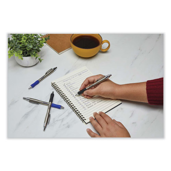 Profile Ballpoint Pen, Retractable, Medium 1 mm, Black Ink, Black/Silver Barrel, 2/Pack