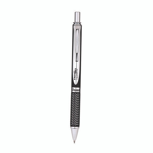 EnerGel Alloy RT Gel Pen, Retractable, Medium 0.7 mm, Black Ink, Black/Aluminum Barrel