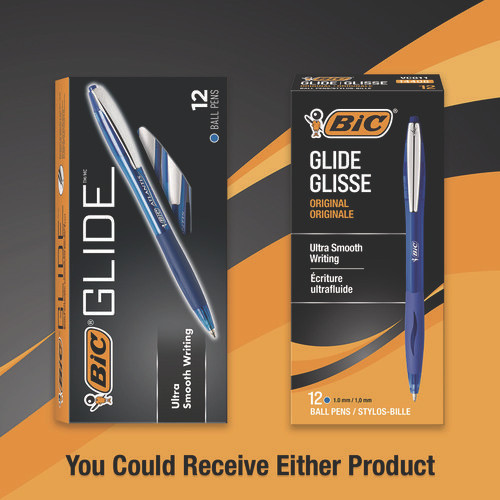 GLIDE Ballpoint Pen, Retractable, Medium 1 mm, Blue Ink, Translucent Blue/Blue Barrel, Dozen