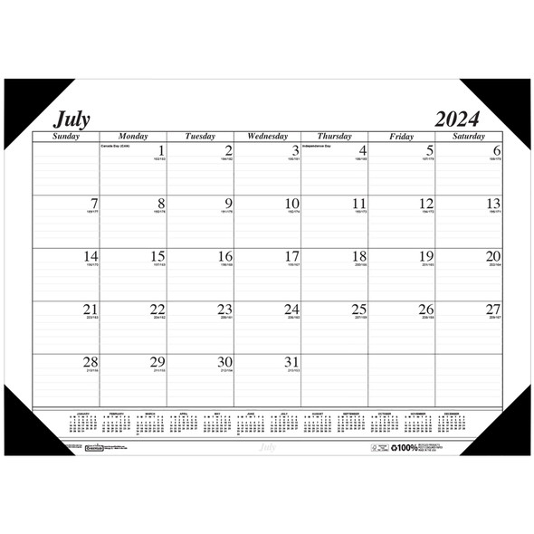 Monthly Academic Calendar Economy Desk Pad, 14 Months (Jul-Aug), 22" x 17", Black Monthly Academic Calendar Economy Desk Pad, 14 Months (Jul-Aug), 22" x 17", Black