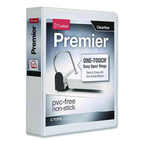 Premier Easy Open ClearVue Locking Slant-D Ring Binder, 3 Rings, 1.5" Capacity, 11 x 8.5, White