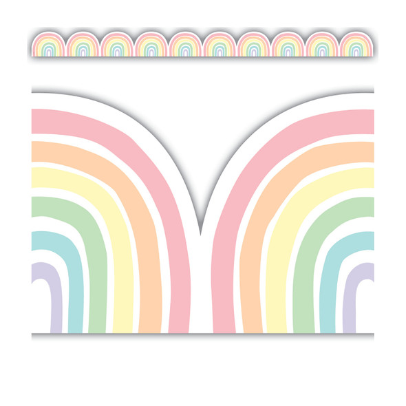Pastel Pop Rainbows Die-Cut Border Trim, 35 Feet Per Pack, 6 Packs