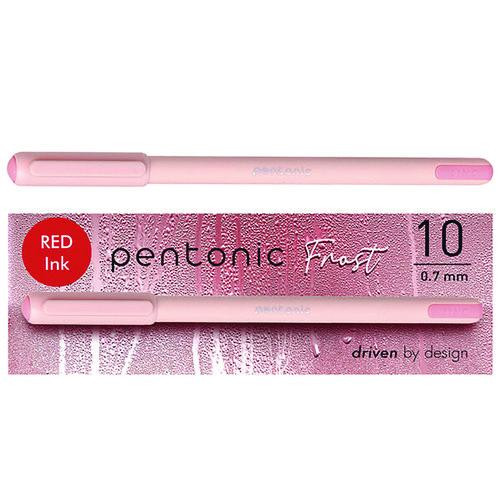 PENTONIC Gel Pen, Stick, Fine 0.7 mm, Red Ink, Pale Pink Barrel, 10/Pack