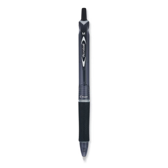 Acroball Colors Advanced Ink Hybrid Gel Pen, Retractable, Medium 1 mm, Black Ink, Smoke/Black Barrel