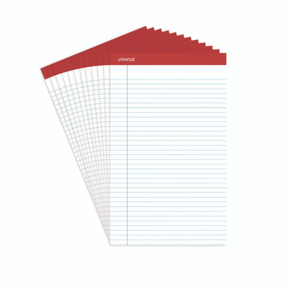 Perforated Ruled Writing Pads, Wide/Legal Rule, Red Headband, 50 White 8.5 x 14 Sheets, Dozen