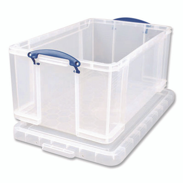 Snap-Lid Storage Bin, 11.09 gal, 17.31" x 20.5" x 12.25", Clear/Blue