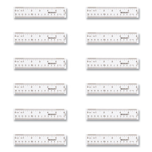 Clear Flexible Acrylic Ruler, Standard/Metric, 6" (15 cm) Long, Clear, 12/Box