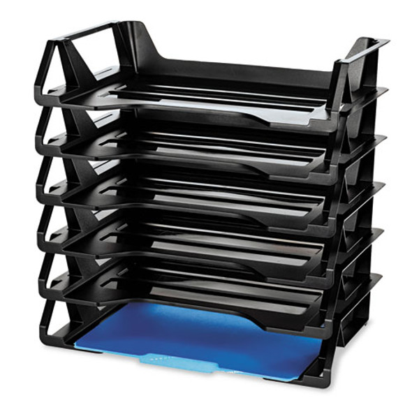 Recycled Side Load Desk Tray, 6 Sections, Letter Size Files, 15.13" x 8.88" x 15", Black, 6/Pack