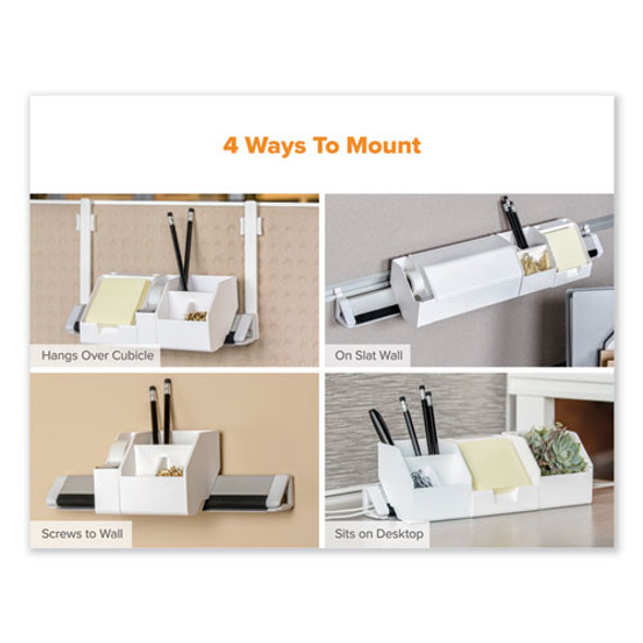 Konnect Desk Organizer and Cable Management Five-Piece Kit, Plastic, White Konnect Desk Organizer and Cable Management Five-Piece Kit, Plastic, White