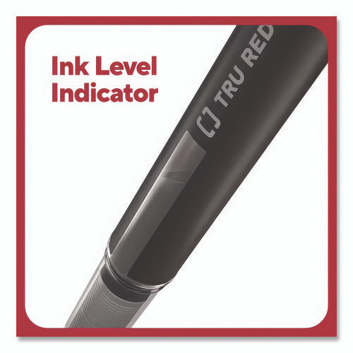 Rollerball Pen, Stick, Fine 0.5 mm, Black Ink, Black/Clear Barrel, Dozen