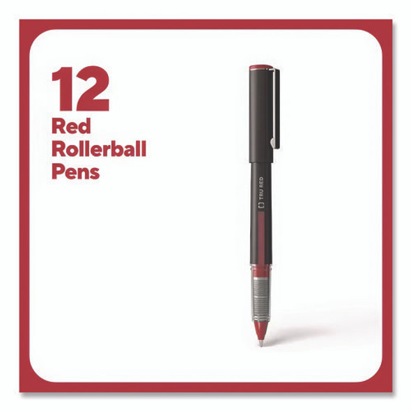 Rollerball Pen, Stick, Fine 0.5 mm, Red Ink, Black/Red/Clear Barrel, Dozen Rollerball Pen, Stick, Fine 0.5 mm, Red Ink, Black/Red/Clear Barrel, Dozen