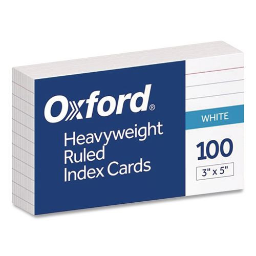 Heavyweight Ruled Index Cards, 3 x 5, White, 100/Pack