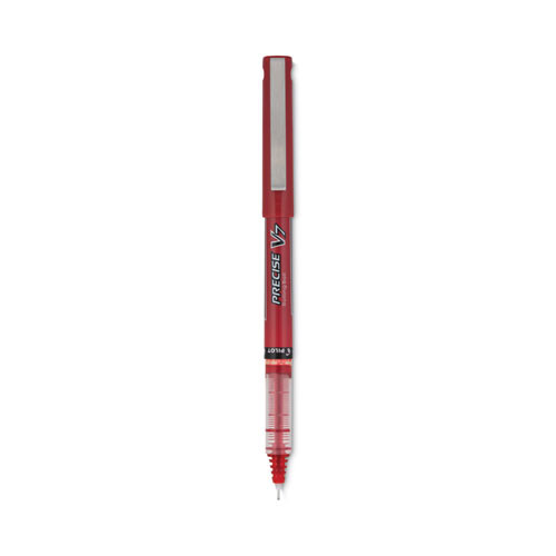 Precise V7 Rollerball Pen, Stick, Fine 0.7 mm, Red Ink, Red/Clear Barrel, Dozen
