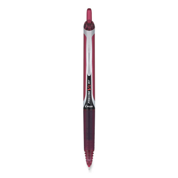 Precise V5RT Rollerball Pen, Retractable, Extra-Fine 0.5 mm, Burgundy Ink, Burgundy/Silver Barrel, Dozen