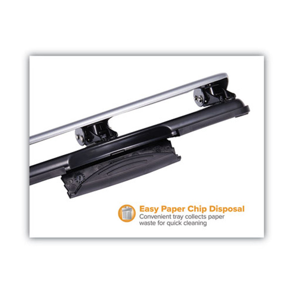 12-Sheet EZ Squeeze Three-Hole Punch, 9/32" Holes, Black/Silver