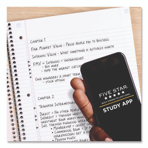 Simple Waves Organic Lines Notebook w/ Study App, 1-Subject, Med/College Rule, Assorted Cover Color (80) 11 x 8.5 Sheets