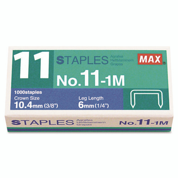 No. 11 Mini Staples, 0.25" Leg, 0.38" Crown, Steel, 1,000/Box