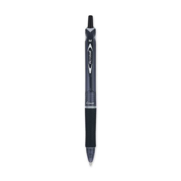 Acroball Colors Advanced Ink Hybrid Gel Pen, Retractable, Medium 1 mm, Black Ink, Smoke/Black Barrel, Dozen