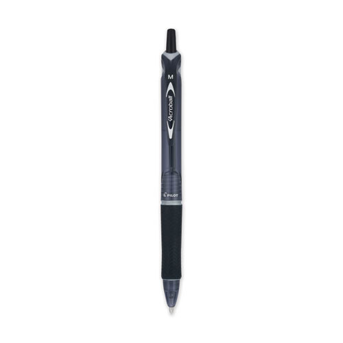 Acroball Colors Advanced Ink Hybrid Gel Pen, Retractable, Medium 1 mm, Black Ink, Smoke/Black Barrel, Dozen