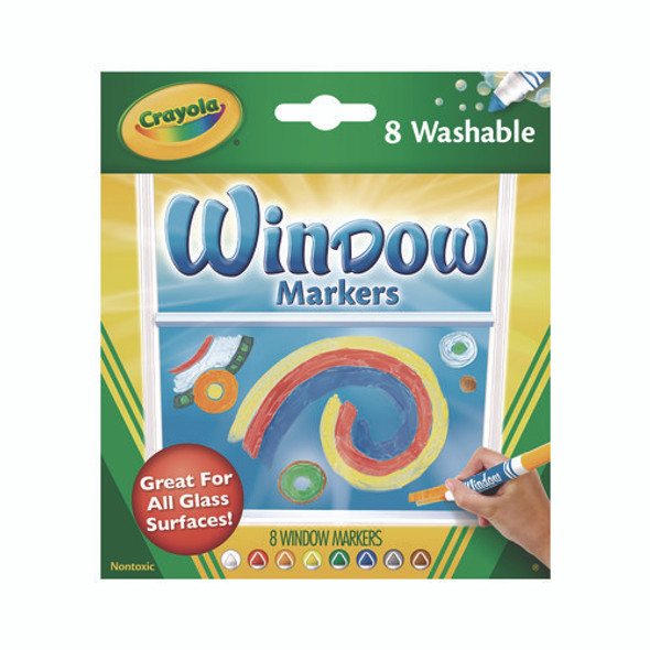 Washable Window FX Marker, Broad Bullet Tip, Assorted Colors, 8/Pack