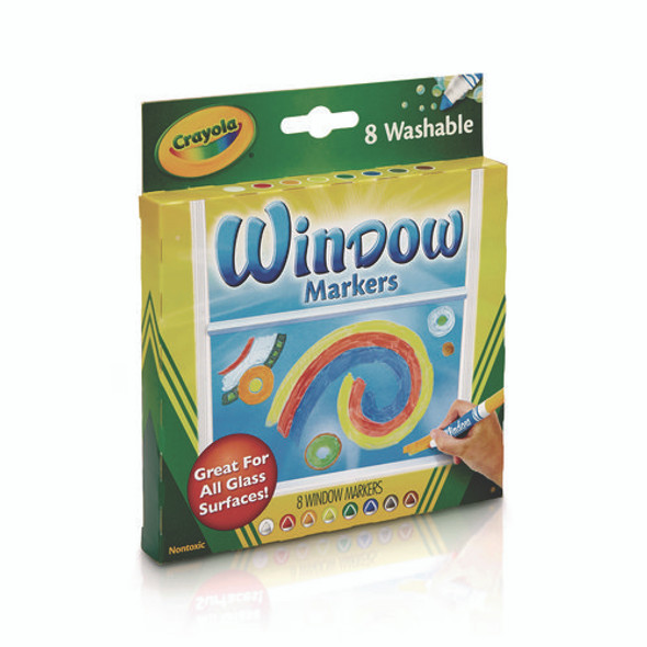 Washable Window FX Marker, Broad Bullet Tip, Assorted Colors, 8/Pack