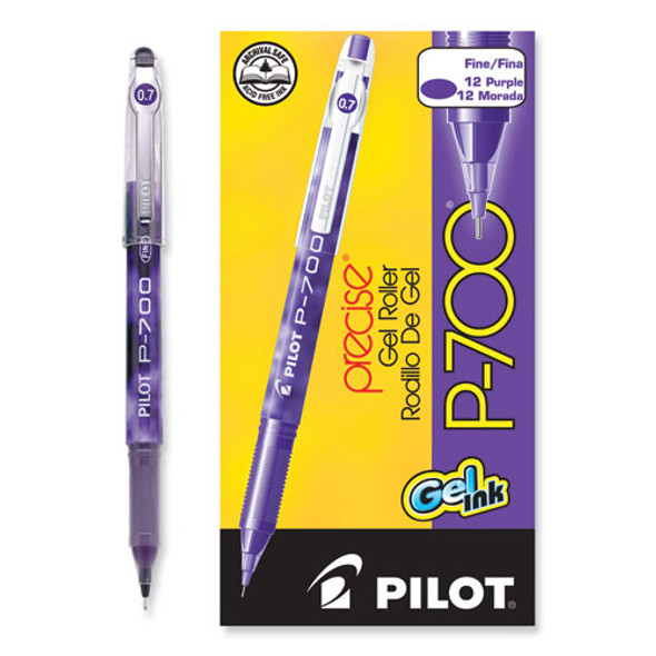 Precise P-700 Gel Pen, Stick, Fine 0.7 mm, Purple Ink, Purple Barrel, Dozen