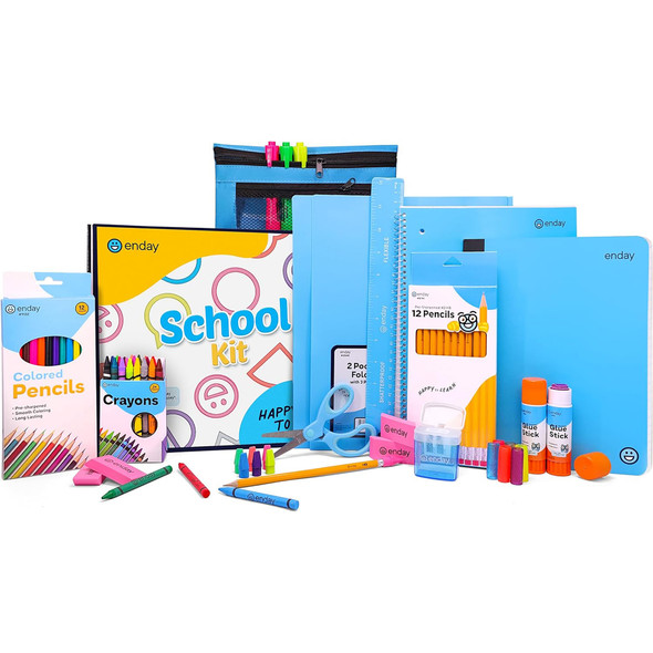 Back to School Supplies Kit for Grades K-5, Blue