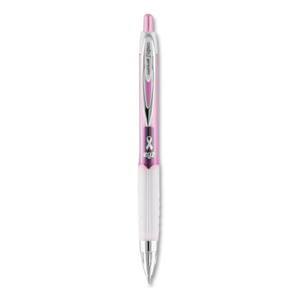 207 Breast Cancer Awareness Gel Pen Office Pack, Retractable, Medium 0.7mm, Black Ink, Translucent Pink/White Barrel, 36/Pack