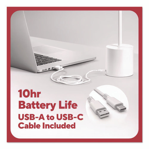 LED Desk Lamp, Candlestick Neck, 13.5" High, White