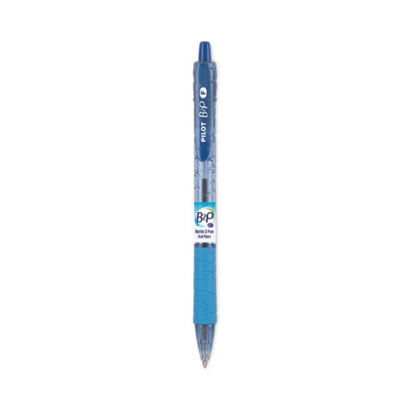 B2P Bottle-2-Pen Recycled Ballpoint Pen, Retractable, Fine 0.7 mm, Blue Ink, Translucent Blue Barrel, Dozen