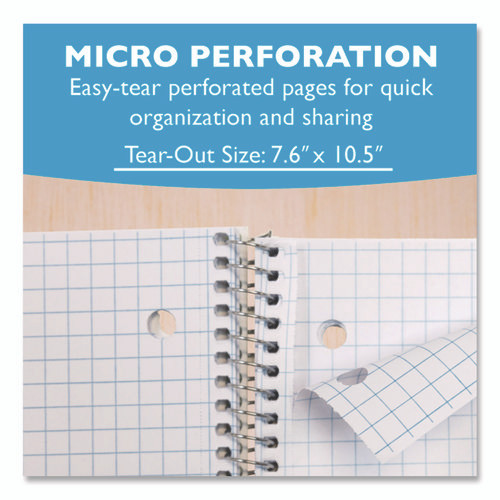 Spiral Notebooks, 1-Subject, Quadrille Rule (4 sq/in), Randomly Assorted Cover Color, (100) 10.5 x 8 Sheets