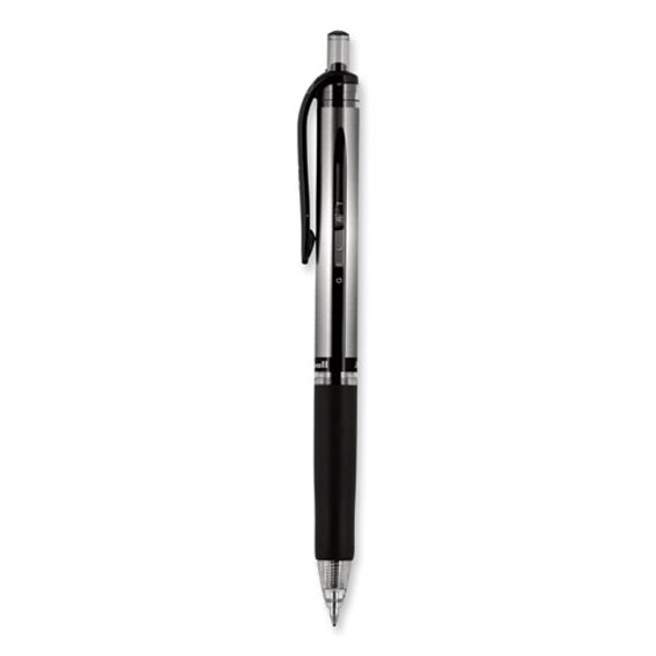 Signo Gel Pen, Retractable, Medium 0.7 mm, Black Ink, Silver/Black Barrel, Dozen