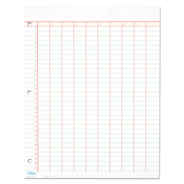 Data Pad with Numbered Column Headings, Data/Lab-Record Format, Wide/Legal Rule, 10 Columns, 8.5 x 11, White, 50 Sheets