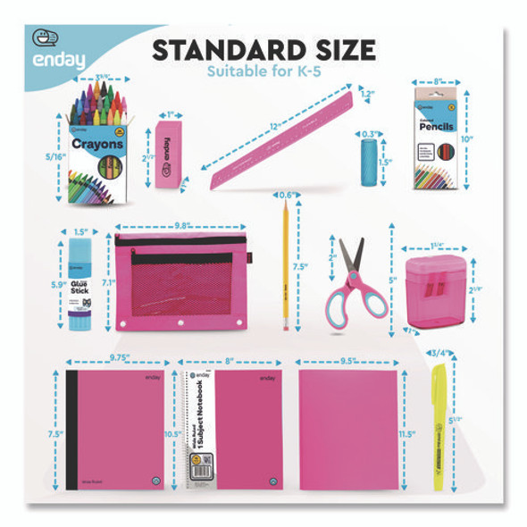Back to School Supplies Kit for Grades K-5, Pink
