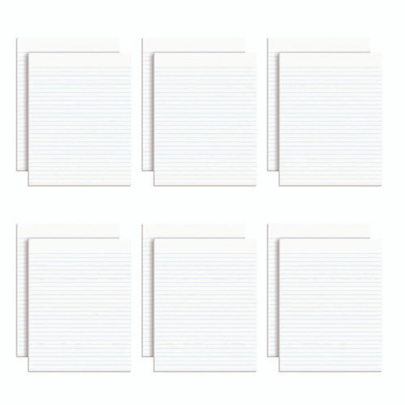 Glue Top Pads, Wide/Legal Rule, 50 White 8.5 x 11 Sheets, Dozen