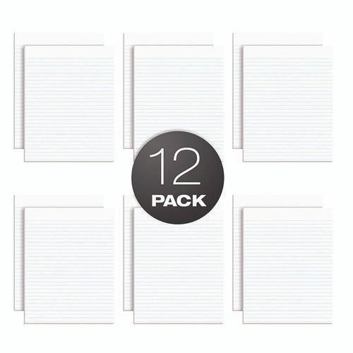 Glue Top Pads, Wide/Legal Rule, 50 White 8.5 x 11 Sheets, Dozen