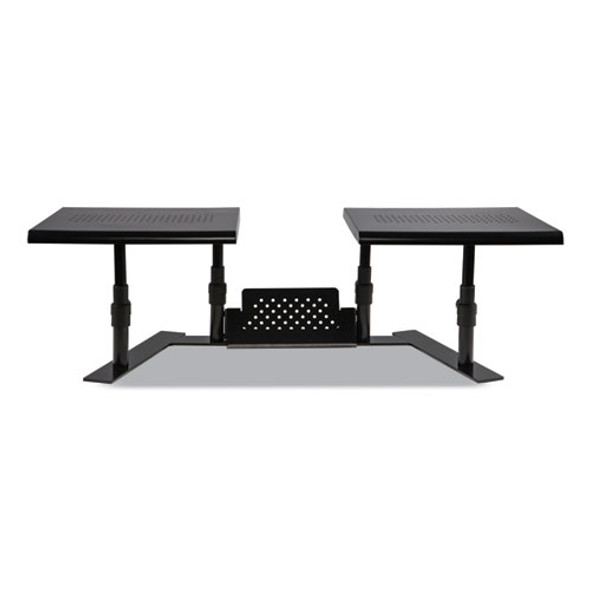 Metal Art ErgoTwin Dual Monitor Stand, 25.6 to 33.1 x 12.6 x 6.2 to 8.6, Black, Supports 20 lb/Shelf
