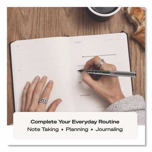 VISION Rollerball Pen, Stick, Fine 0.7 mm, Blue Ink, Silver/Blue/Clear Barrel, Dozen