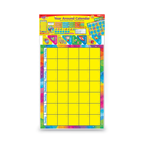 Year Around Calendar Bulletin Board Set, 12-Month Calendar, 22" x 17", Assorted Colors, 106/Set