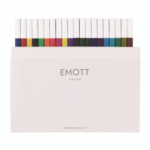 EMOTT ever fine Porous Point Pen, Stick, Fine 0.4 mm, Assorted Ink Colors, White Barrel, 40/Pack